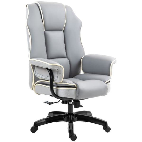 Työtuolin selkänoja säädettävä, 150°, ergonominen pöytätuoli kallistustoiminnolla, korkeussäädettävä, vaaleanharmaa