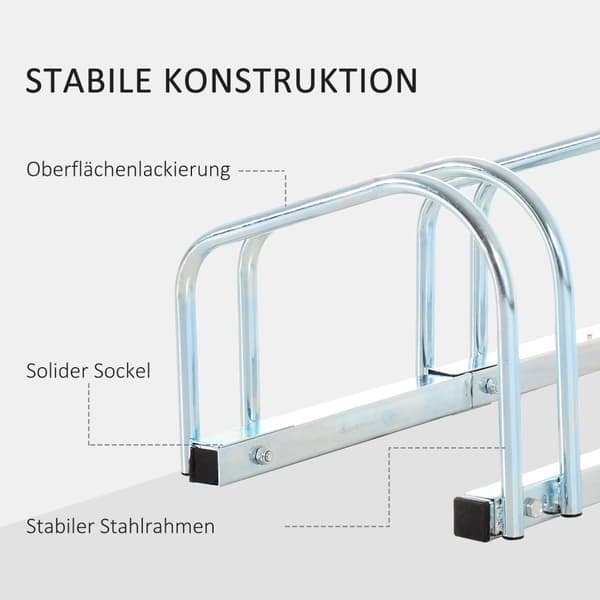 Sykkelstativ for opptil 4 sykler, sykkelstativ, multippelstativ, stativ, værbestandig, gulv- og veggmontering