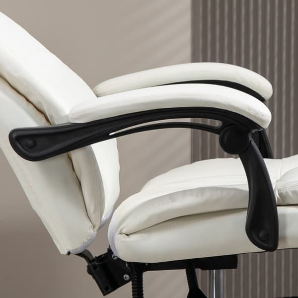 Kontorstol med massasjefunksjon, lederstol med fotstøtte, ergonomisk skrivebordsstol, krem