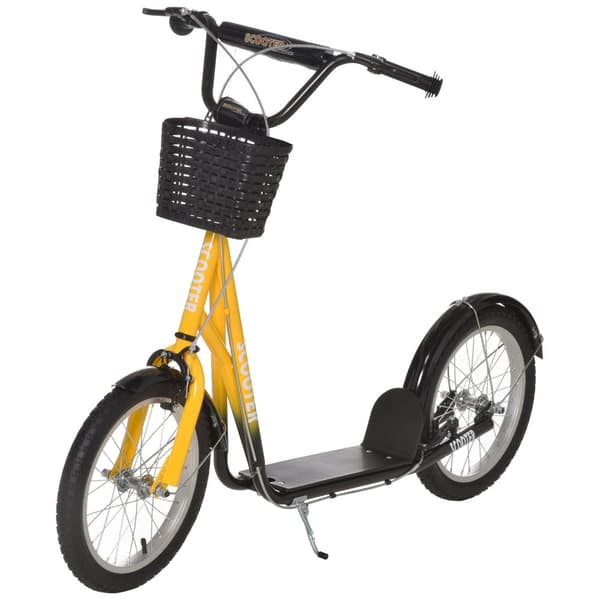 Børnescooter, højdejusterbar sparkescooter med store gummihjul, 2 bremser, børnescooter med kurv, kopholder, til 5-12 år