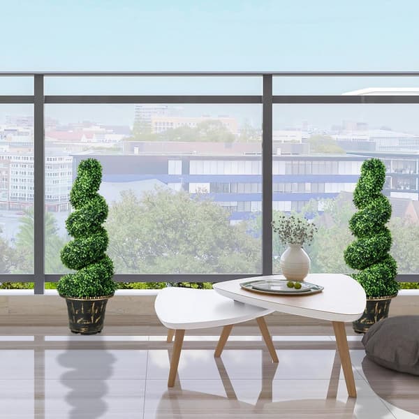 Kunstige plantesæt med 2, UV-bestandig kunstig plante i urtepotte, 90 cm stueplante buksbom til indendørs, udendørs