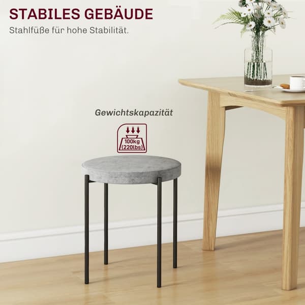 Sæt med 4 spisestuestole, stabelbare spisestuestole, køkkenstol med polstret sæde, fløjlslook, skammel til køkken, spisestue