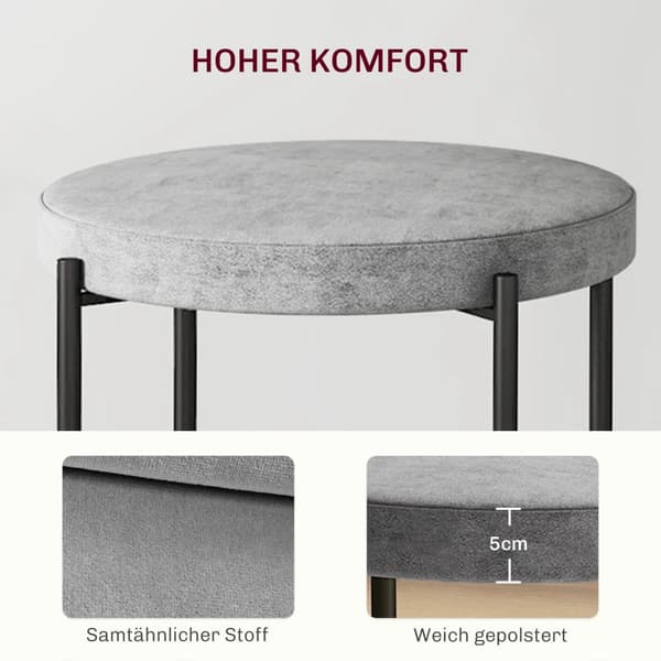 Sæt med 4 spisestuestole, stabelbare spisestuestole, køkkenstol med polstret sæde, fløjlslook, skammel til køkken, spisestue