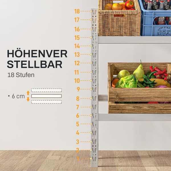 Drikkeboksreol til 6 kasser, fritstående drikkevarestativ med justerbar hyldehøjde, 110 x 30 x 110 cm, stål