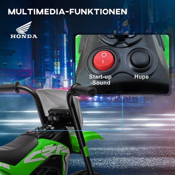 Elmotorcykel för barn, 6V barnmotorcykel med horn, startmusik, barnfordon, 3 km/h, för 3-6 år, grön