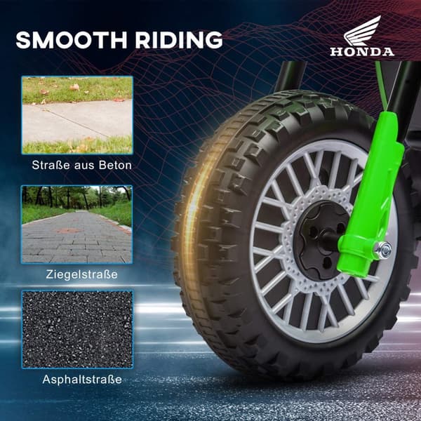 Elmotorcykel för barn, 6V barnmotorcykel med horn, startmusik, barnfordon, 3 km/h, för 3-6 år, grön