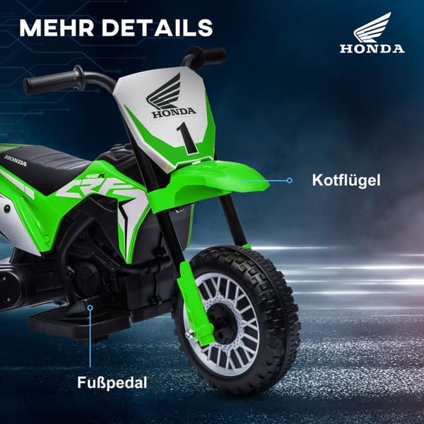 Elmotorcykel för barn, 6V barnmotorcykel med horn, startmusik, barnfordon, 3 km/h, för 3-6 år, grön