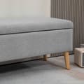 Miniatyrbillede 10 af 10: Bænk polstret bænk med opbevaringsplads sengebænk med linned look til entre soveværelse stue gummi træ grå 110 x 39 x 45 cm