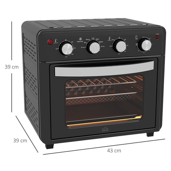 Miniovn med sirkulasjonsluft, 90°C-230°C, 30L, miniovn med stekebrett, grillrist, smulebrett, varmluftfrityrkoker med 7 moduser, stekekurv
