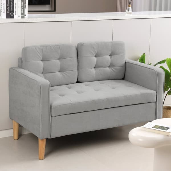 2-sits soffa, soffa med förvaringsutrymme, stoppad soffa, dubbelsoffa med sammetslook för vardagsrum, sovrum, 117x 62 x 78 cm