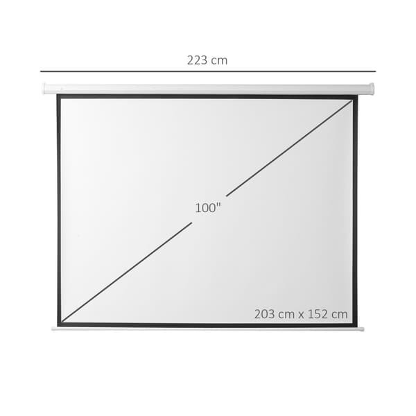4:3 projektorlærred Elektrisk 203 x 152 cm projektionslærred med fjernbetjening Filmskærm til hjemmebiograf og præsentation Hvid