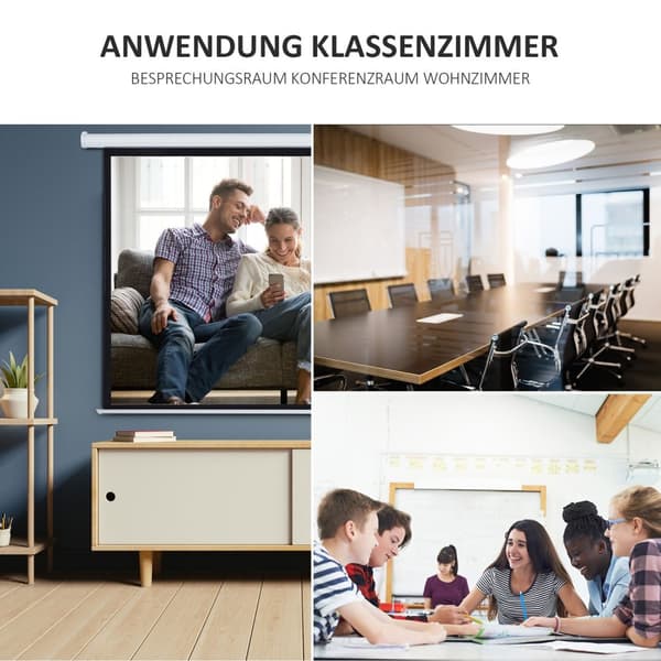 4:3 projektorlærred Elektrisk 203 x 152 cm projektionslærred med fjernbetjening Filmskærm til hjemmebiograf og præsentation Hvid