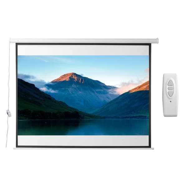 4:3 projektorlærred Elektrisk 203 x 152 cm projektionslærred med fjernbetjening Filmskærm til hjemmebiograf og præsentation Hvid