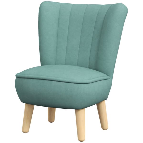 Lenestol for barn, barnesofa med fløyelslook, treben, barnestol for barn 3-7 år, barnerom, lekerom, lyseblå