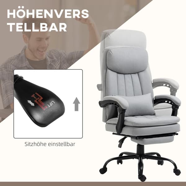 Hierontatyötuoli kallistustoiminnolla, ergonominen työtuoli, harmaa
