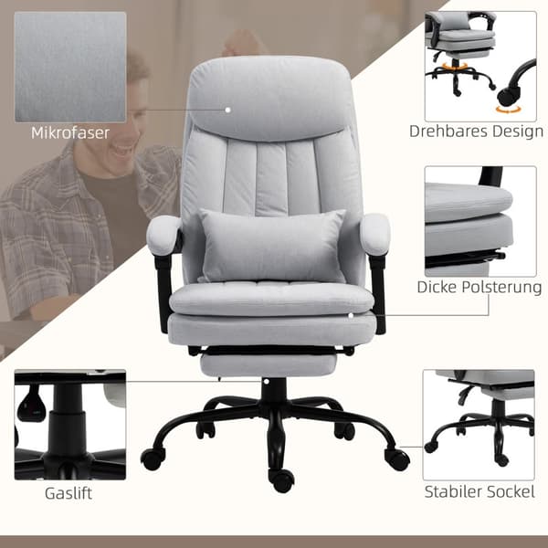 Hierontatyötuoli kallistustoiminnolla, ergonominen työtuoli, harmaa