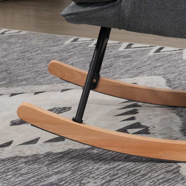 Gyngestol, op til 130 kg, gyngestol med skammel, lænestol, ammestol med linned look, gyngestol til soveværelse