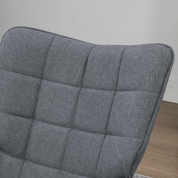 Gyngestol, op til 130 kg, gyngestol med skammel, lænestol, ammestol med linned look, gyngestol til soveværelse