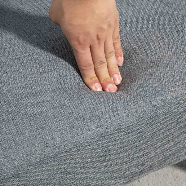 3-sits soffa med sovfunktion, 170x83x80cm, med 3-stegs justerbart ryggstöd och fötter, vågfjädrar, kuddar, linnelook, grå
