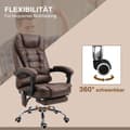 Miniatyrbilde 8 av 10: Kontorstol med massasjefunksjon, ergonomisk skrivebordsstol med ligge- og varmefunksjon, høydejusterbar datastol med fotstøtte