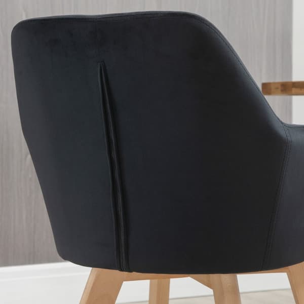 Køkkenstole sæt af 2, bæreevne 120 kg, ergonomiske, med forlænget armlæn, ryglæn, polyester, træ, 54x57x80 cm, sort