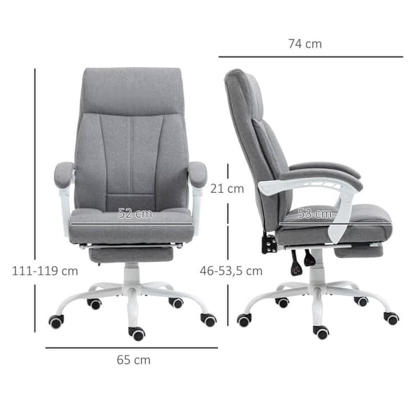 Kontorstolryggstøtte justerbar, 155°, ergonomisk skrivebordsstol med liggefunksjon, høydejusterbar