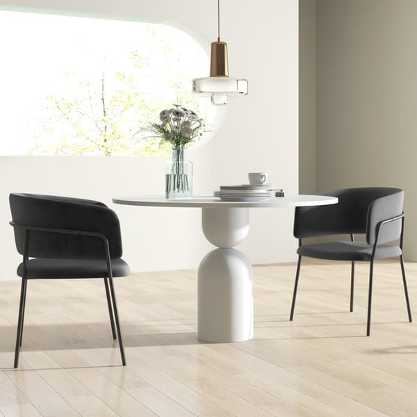 Spisestuestoler sett med 2 kjøkkenstoler med ryggstøtte, stålben, polstret stol med fløyelslook til stue, kjøkken, grå 57 x 53 x 73 cm