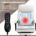 Miniatyrbilde 5 av 10: Kontorstol med massasjefunksjon, ergonomisk skrivebordsstol, høydejusterbar lederstol, kremhvit