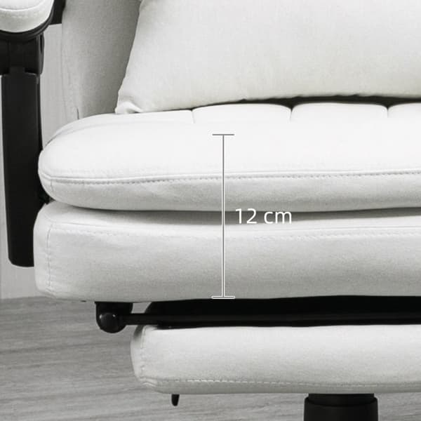 Kontorstol med massasjefunksjon, ergonomisk skrivebordsstol, høydejusterbar lederstol, kremhvit