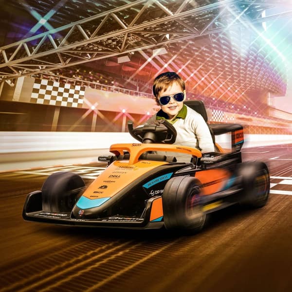 McLaren børnebil, med 2 gear, 2 motorer, fjernbetjening, MP3 USB, affjedring, horn, til 3-5 år børn, bæreevne 30 kg, orange