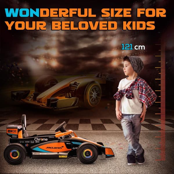 McLaren børnebil, med 2 gear, 2 motorer, fjernbetjening, MP3 USB, affjedring, horn, til 3-5 år børn, bæreevne 30 kg, orange