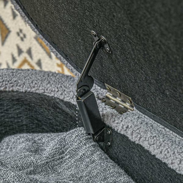 Sengebenk på soverom, med oppbevaringsplass, treben, høy stabilitet, teddy fleece, bæreevne 120 kg, 116 x 41 x 40,5 cm, lys grå