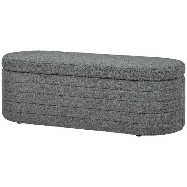 Sengebenk på soverom, med oppbevaringsplass, treben, høy stabilitet, teddy fleece, bæreevne 120 kg, 116 x 41 x 40,5 cm, lys grå