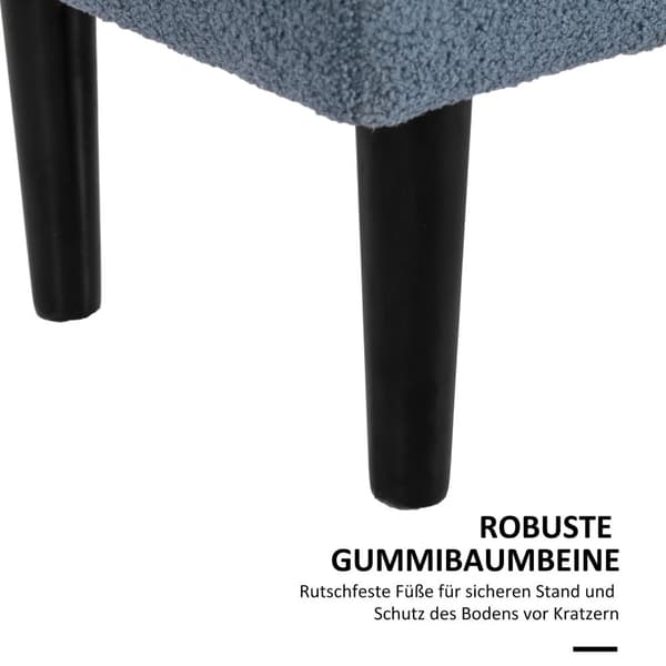 Benk med oppbevaringsplass, sengebenk, polstret benk med sammenleggbart lokk, brystbenk, til stue, soverom, blå, 95 x 38 x 45 cm