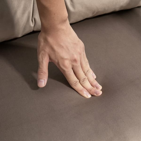 Lænestolsseng med sengefunktion, 63 x 73 x 81 cm, med fem-vejs justerbart ryglæn, pladsbesparende, robust, fløjlslook, lysebrun