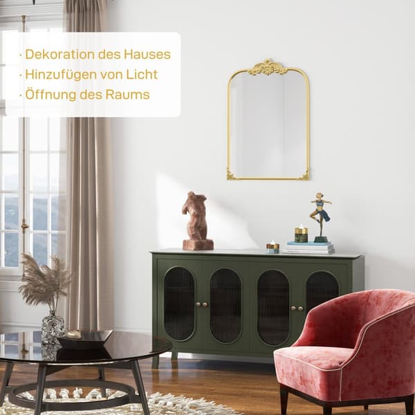 Väggspegel 60x87 cm Badrumsspegel i barockstil Dekorativ spegel med metallram för vardagsrummets sovrum Guld