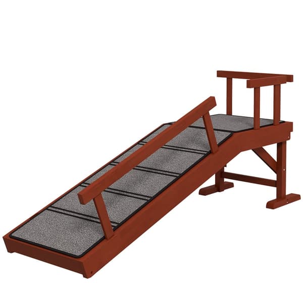 Hunderampe, op til 30 kg, kæledyrsrampe med aftageligt rækværk, skridsikker støvlerampe, adgangshjælp til hunde, 125 x 40 x 56 cm