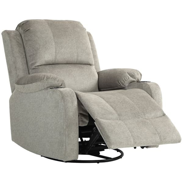 TV-lenestol med liggefunksjon, 360° roterbar, vippefunksjon, med pocketfjærkjerne, fotstøtte, koppholder, 87L x 95W x 102H cm, brun