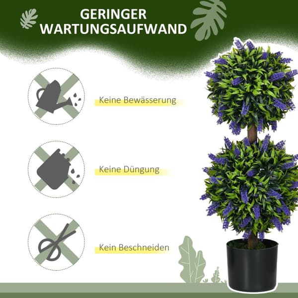Kunstige planter Sæt med 2, UV-resistent kunstig plante i urtepotte, 70 cm stueplante med lavendel til stuen, haven