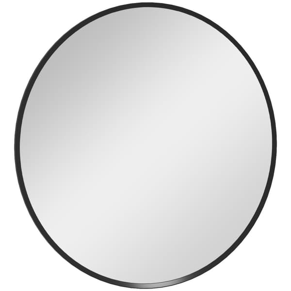 Vægspejl, 60 x 60 cm badeværelsesspejl med aluminiumsramme, rundt dekorativt spejl til badeværelse, stue, entre, soveværelse, sort