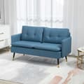 Miniatyrbilde 3 av 10: 2-seters sofa, sofa med tykk pute, polstret sofa med stålben, moderne dobbel sofa for stue, soverom, mørkeblå
