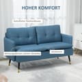 Miniatyrbilde 5 av 10: 2-seters sofa, sofa med tykk pute, polstret sofa med stålben, moderne dobbel sofa for stue, soverom, mørkeblå
