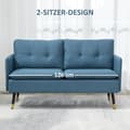 Miniatyrbilde 7 av 10: 2-seters sofa, sofa med tykk pute, polstret sofa med stålben, moderne dobbel sofa for stue, soverom, mørkeblå