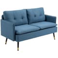 Miniatyrbilde 1 av 10: 2-seters sofa, sofa med tykk pute, polstret sofa med stålben, moderne dobbel sofa for stue, soverom, mørkeblå
