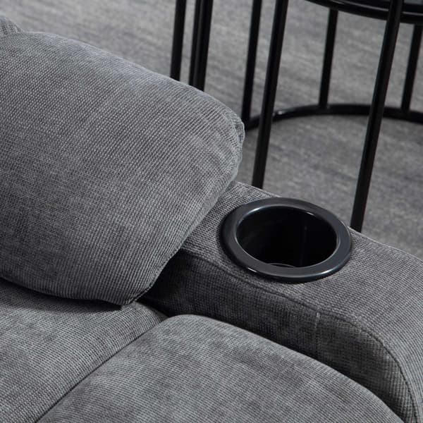 TV-fåtölj med liggfunktion, 360° vridbar, 135° tiltbar, med pocketfjäderkärna, elastiska remmar, mugghållare, 88x96x108cm mörkgrå