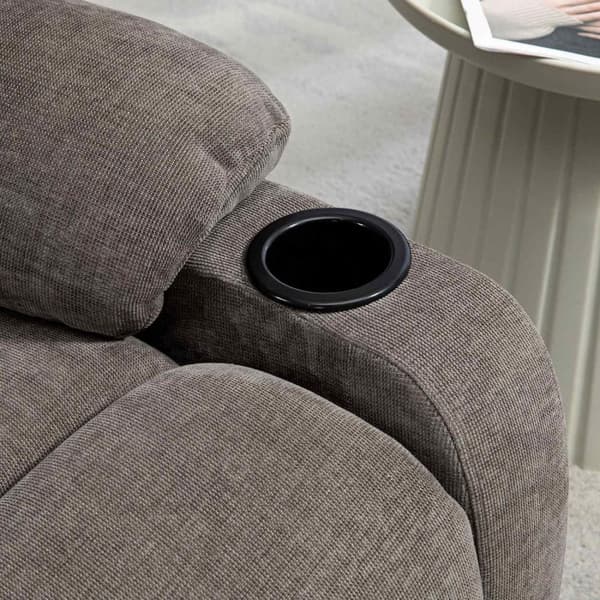 TV-lenestol med liggefunksjon, 360° roterbar, 135° tiltbar, med pocketfjærkjerne, elastiske stropper, koppholder, 88x96x108cm, brun