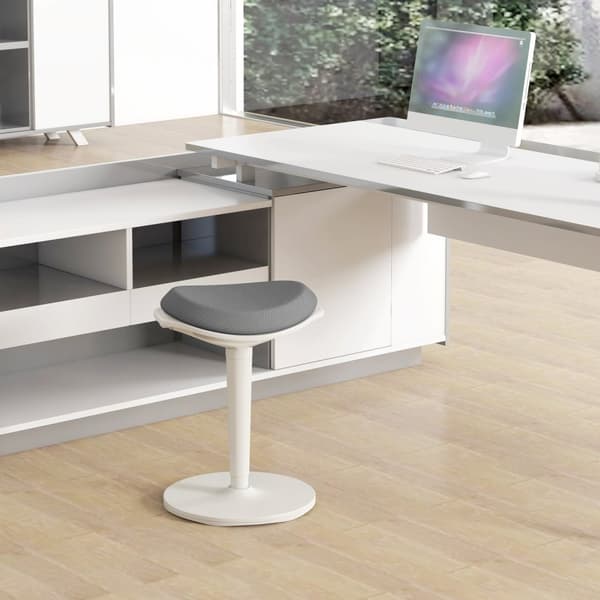Pendelpall, ergonomisk kontorspall, höjdjusterbar arbetspall, snurrstol för kontor, mesh, grå