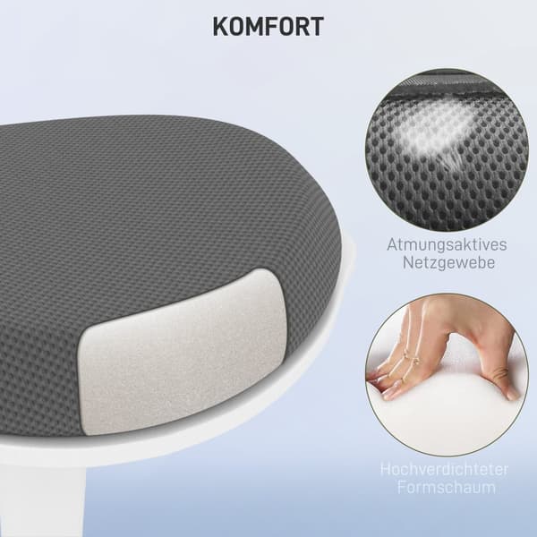 Pendelpall, ergonomisk kontorspall, höjdjusterbar arbetspall, snurrstol för kontor, mesh, grå