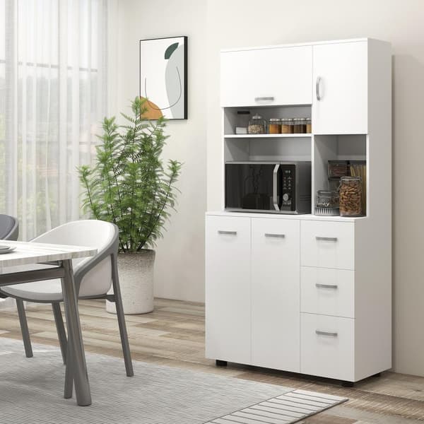 Fritstående køkkenskab, 89 x 39,5 x 168 cm, med tipsikring, skuffer, hylder, låger, justerbare hylder, MDF, hvid