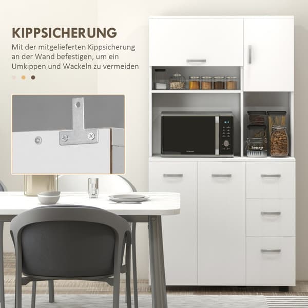 Fritstående køkkenskab, 89 x 39,5 x 168 cm, med tipsikring, skuffer, hylder, låger, justerbare hylder, MDF, hvid